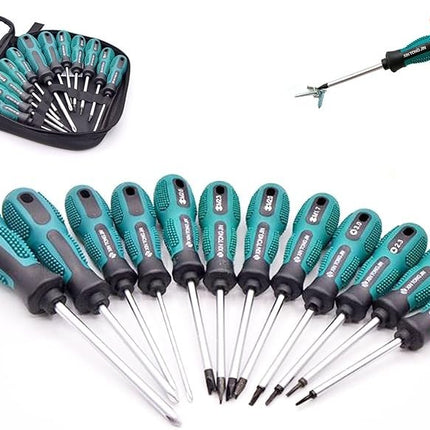12tlg Schraubendreher Set U Y Dreieck magnetisch CrV mit Tasche
