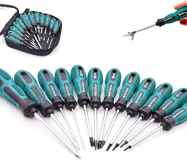 12tlg Schraubendreher Set U Y Dreieck magnetisch CrV mit Tasche