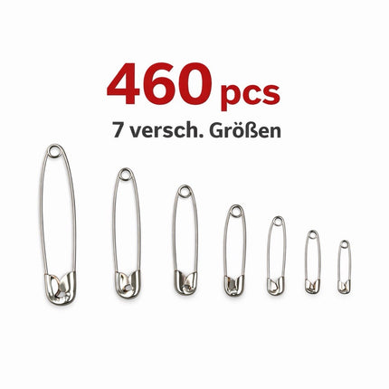 Sicherheitsnadeln Set 460 Stück – 7 Größen – Metall Nähnadeln Mix