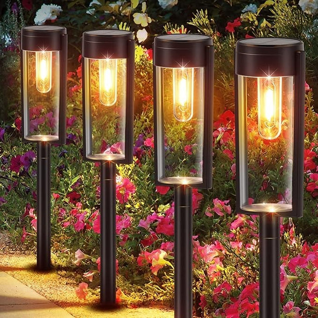 Solar Gartenlampen warmweiß 4 Stück wetterfest für Terrasse Weg