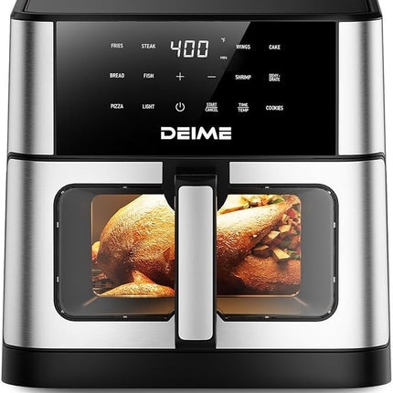 DEIME Air Fryer 10L Heißluftfritteuse 1800W mit Sichtfenster & 10 Programmen