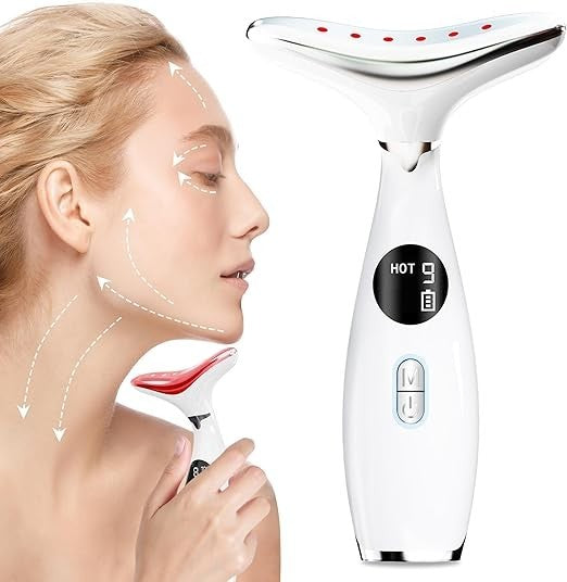 LED Beauty Massagestab Gesicht Hals 3 Modi Heizung 9 Vibrationen Massage Anti Fa