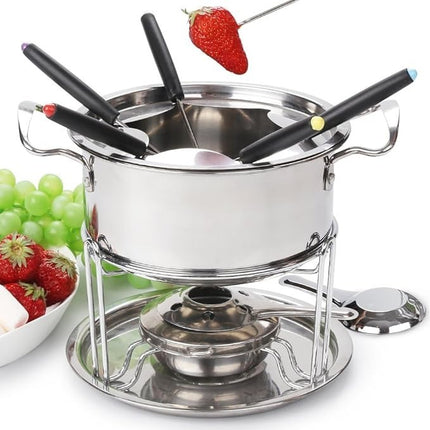 Edelstahl Fondue Set 6 Gabeln Fleisch Käse Fondue Kochen Küche Essen Freizeit