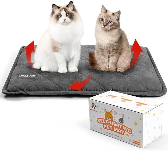 Mora Pets Selbstheizende Katzendecke 61x46cm Wärmematte Hund/Katze Dunkelgrau