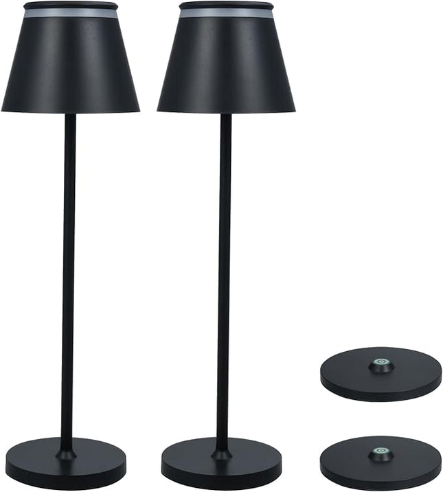Dimmbare LED Touch Tischlampe – Nachttischlampe mit Timer, Kabellos, Schwarz