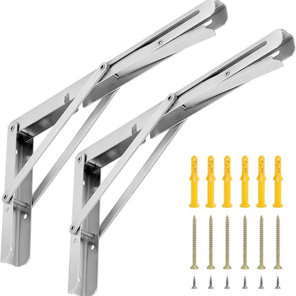 Klappkonsole Edelstahl 300mm 2er Set – 150kg Tragkraft, Werkbank, Faltbar