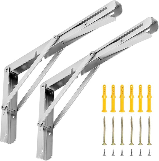 Klappkonsole Edelstahl 300mm 2er Set – 150kg Tragkraft, Werkbank, Faltbar