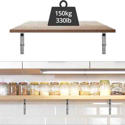 Klappkonsole Edelstahl 300mm 2er Set – 150kg Tragkraft, Werkbank, Faltbar