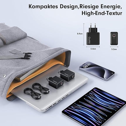 90W USB-C Ladegerät 2-Pack GaN – 2 Port Schnellladegerät mit Kabel, PD