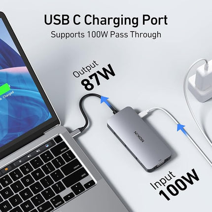 MOKiN USB-C Hub 8in1 – 2x DisplayPort, 4K HDMI, VGA, PD 100W, Dockingstation