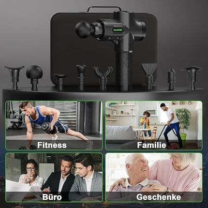 ALDOM Massagepistole Tiefenmuskulatur – 30 Stufen, 8 Köpfe, LCD-Display