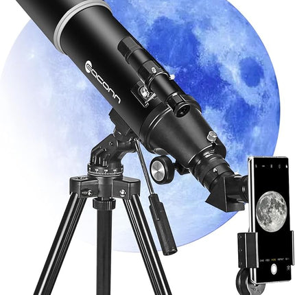 EACONN Teleskop 80mm Refraktor 600mm – Astronomie Set mit Stativ & Rucksack