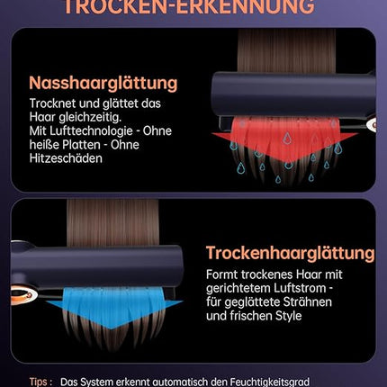 Air Haarglätter Glätteisen Ionen 200M – Nass & Trocken Glätten ohne Hitzeschäden