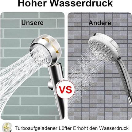 Hochdruck Duschkopf Handbrause 360° rotierend wassersparend mit Filter