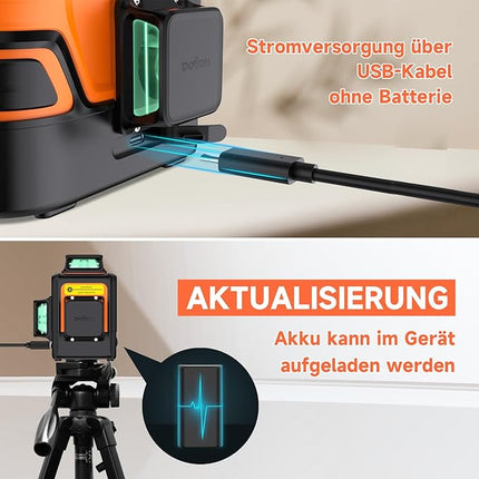 DOVOH P3-360G Kreuzlinienlaser Grün 3x360° – 12 Linien, Selbstnivellierend