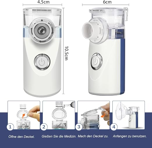 Mesh Dampfinhalator Gesicht – Feuchtigkeitsvernebler mit Maske & Mundstück