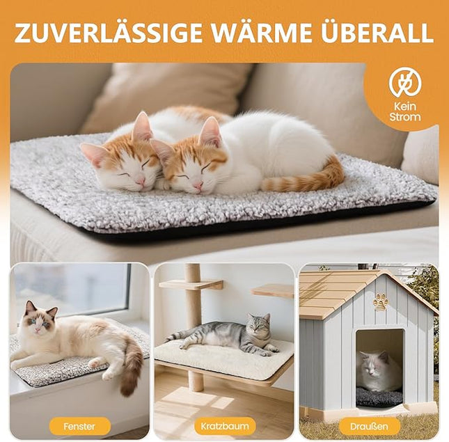 Selbstheizende Katzendecke 61x46cm – Ohne Strom, Flauschig, Rutschfest