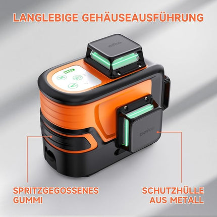DOVOH P3-360G Kreuzlinienlaser Grün 3x360° – 12 Linien, Selbstnivellierend