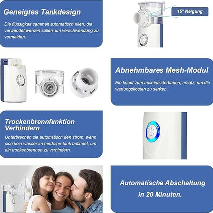 Mesh Dampfinhalator Gesicht – Feuchtigkeitsvernebler mit Maske & Mundstück