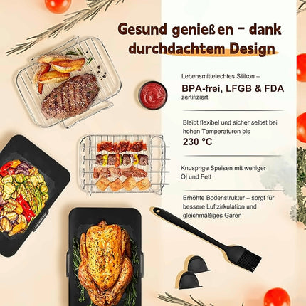 Airfryer Zubehör Set Ninja Dual Zone 7,6-9,5L – 9-teilig, BPA-frei, Silikon
