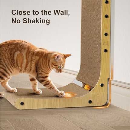 Katzenkratzbrett L-Form 58cm – Vertikal mit Ball, Möbelschutz Katze