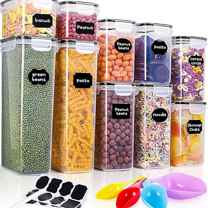 Vorratsdosen Set 10er BPA-frei – Luftdicht Stapelbar mit Etiketten & Löffel