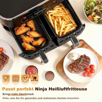 Airfryer Zubehör Set Ninja Dual Zone 7,6-9,5L – 9-teilig, BPA-frei, Silikon