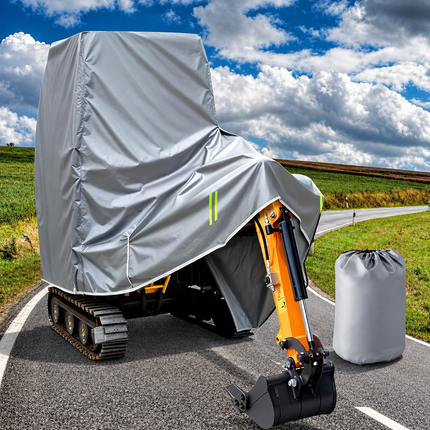 Minibagger Abdeckung 800-1600kg – wasserdicht, UV-beständig, 4-lagig, Grau