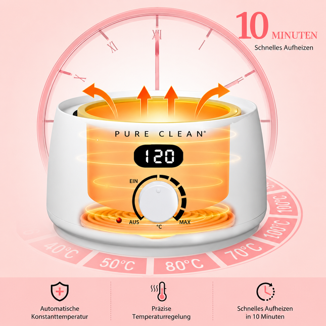 PURECLEAN Waxing Set 59-teilig – Wax Maschine, 4 Wachsperlen, Lotion, Silikon
