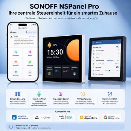 SONOFF NSPanel Pro 86 Smarthome-Zentrale – Zigbee, Matter, Home Assistant