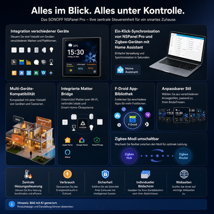 SONOFF NSPanel Pro 86 Smarthome-Zentrale – Zigbee, Matter, Home Assistant