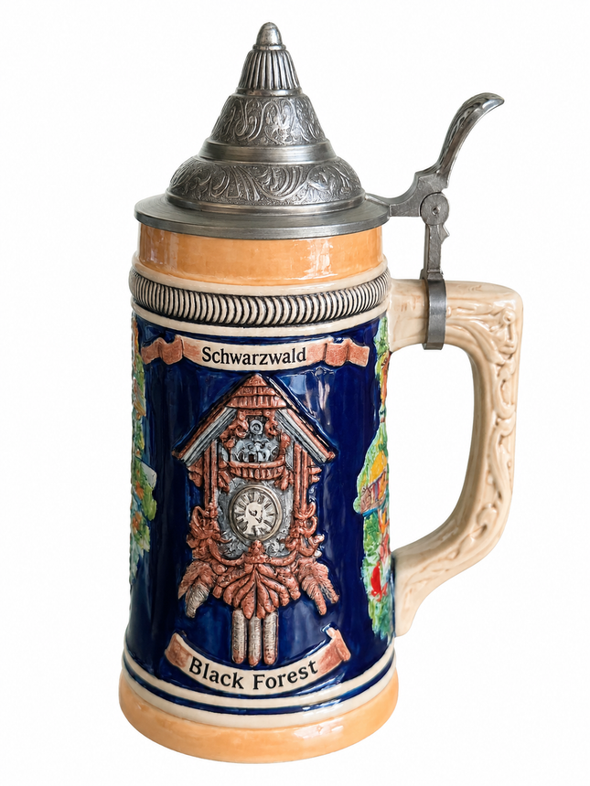 Bierkrug mit Deckel 0,6L Steinkrug Keramik – Deutschland Design, Geschenk
