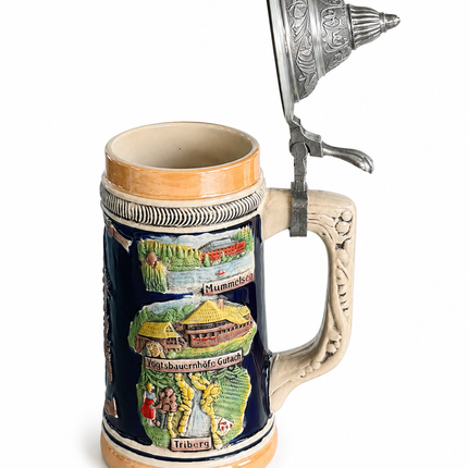 Bierkrug mit Deckel 0,6L Steinkrug Keramik – Deutschland Design, Geschenk