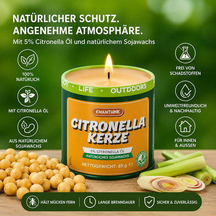 Citronella Kerzen Outdoor 9er Set 85g – Sojawachs Anti-Mücken Kerzen Duft