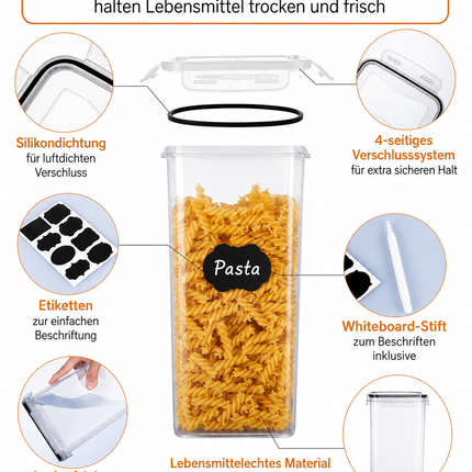Vorratsdosen Set 10er BPA-frei – Luftdicht Stapelbar mit Etiketten & Löffel