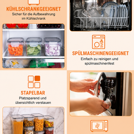 Vorratsdosen Set 10er BPA-frei – Luftdicht Stapelbar mit Etiketten & Löffel