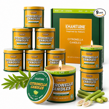 Citronella Kerzen Outdoor 9er Set 85g – Sojawachs Anti-Mücken Kerzen Duft