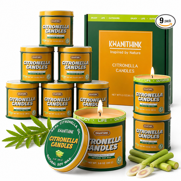 Citronella Kerzen Outdoor 9er Set 85g – Sojawachs Anti-Mücken Kerzen Duft