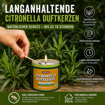 Citronella Kerzen Outdoor 9er Set 85g – Sojawachs Anti-Mücken Kerzen Duft