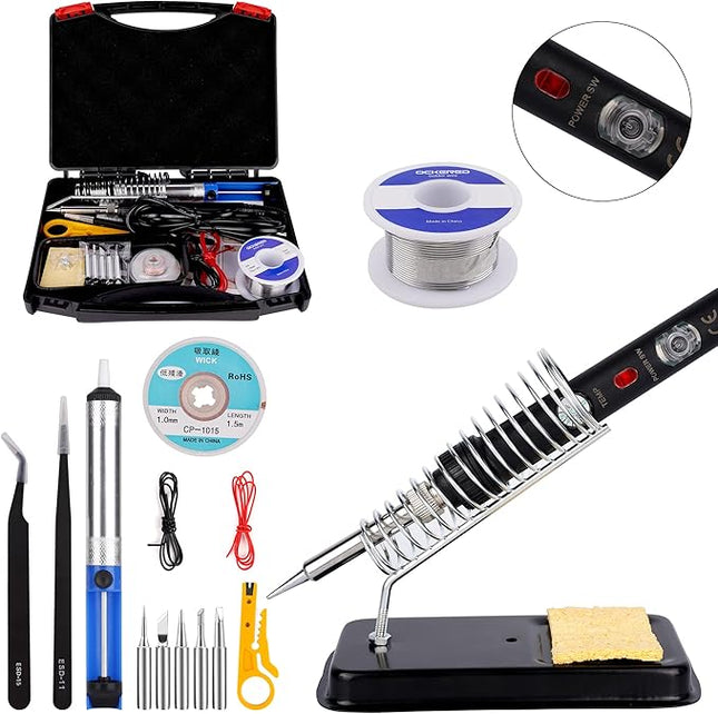 Lötkolben Set 18-in-1 60W – Temperatur einstellbar 220–480°C | Lötstation für Reparatur & Hobby