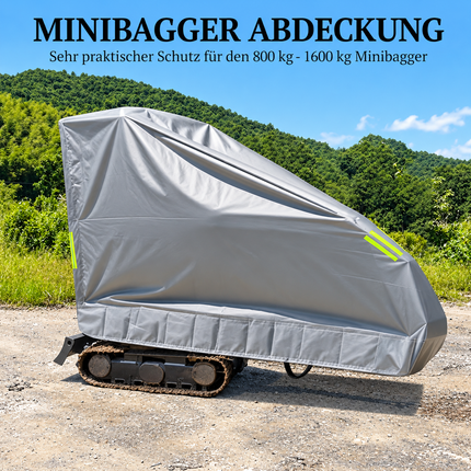 Minibagger Abdeckung 800-1600kg – wasserdicht, UV-beständig, 4-lagig, Grau