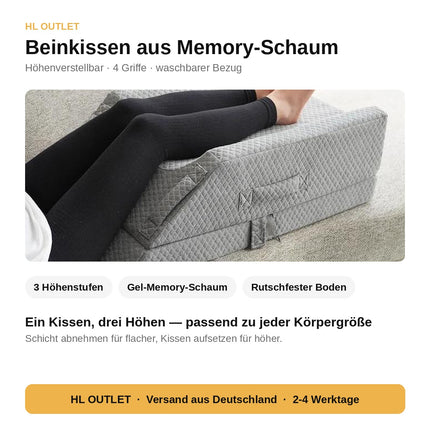Beinkissen Memory Schaum höhenverstellbar Lagerungskissen Beine hochlegen Keil