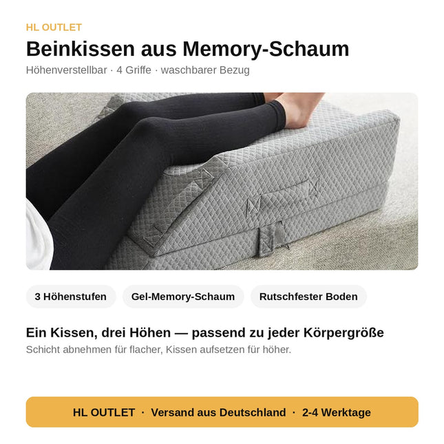 Beinkissen Memory Schaum höhenverstellbar Lagerungskissen Beine hochlegen Keil