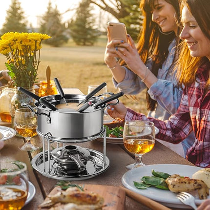 Edelstahl Fondue Set 6 Gabeln Fleisch Käse Fondue Kochen Küche Essen Freizeit