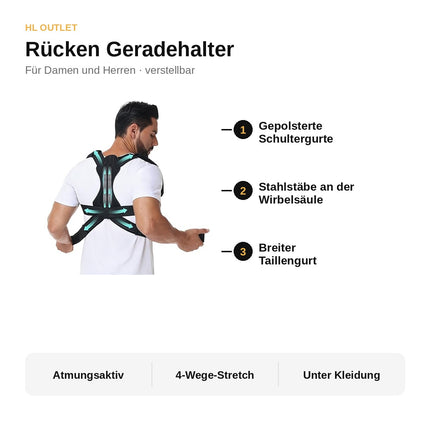 Geradehalter Rücken Damen Herren Haltungskorrektur Schultergurt verstellbar Gurt