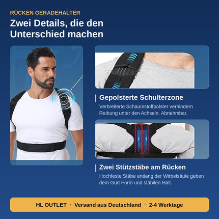 Geradehalter Rücken Damen Herren Haltungskorrektur Schultergurt verstellbar Gurt