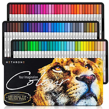 100 Farben Dual Tip Marker Set Brush Pens Fineliner Zeichnen Handlettering