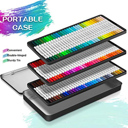 100 Farben Dual Tip Marker Set Brush Pens Fineliner Zeichnen Handlettering