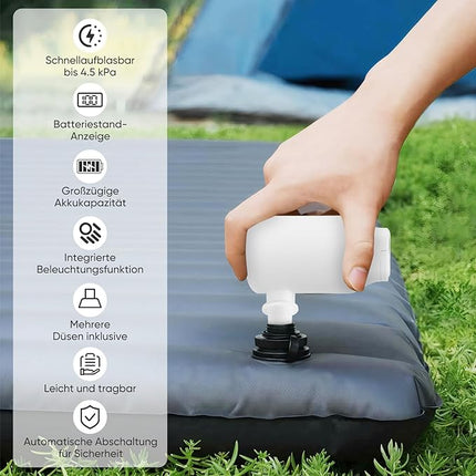 Elektrische Mini Luftpumpe 2000mAh Akku 5 Düsen für Luftmatratze Pool