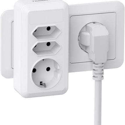 TESSAN 3fach Steckdosenadapter mit Schalter Schuko Mehrfachstecker 4000W Weiß